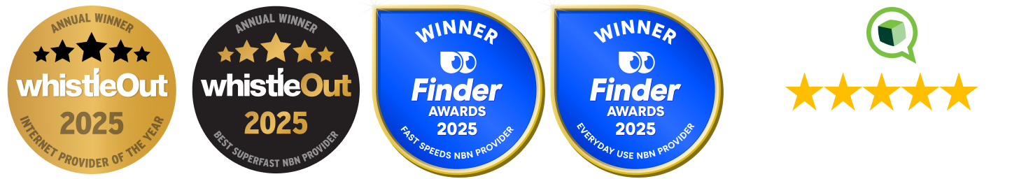 nbn awards from Whistleout, Finder, Product Review 5 stars