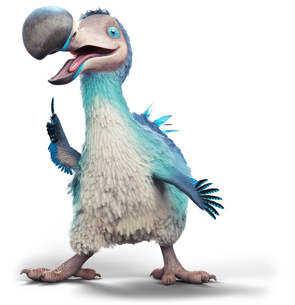 Dodo pointing towards the sky.