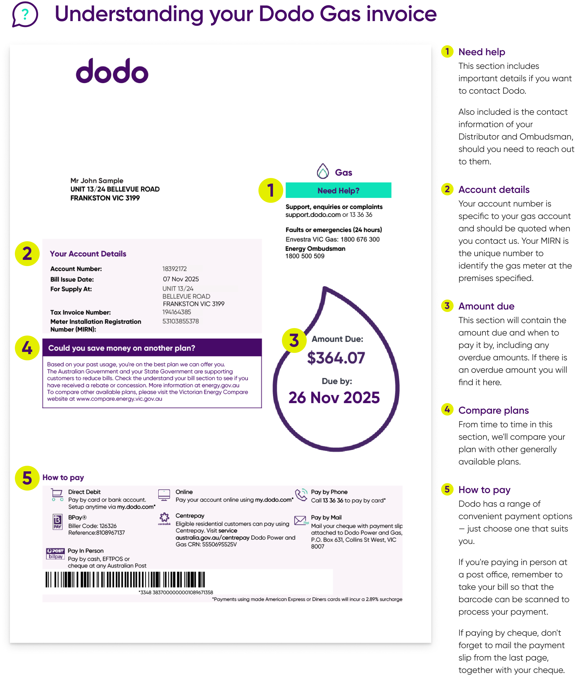 Victoria Gas Bill Explainer Page 1