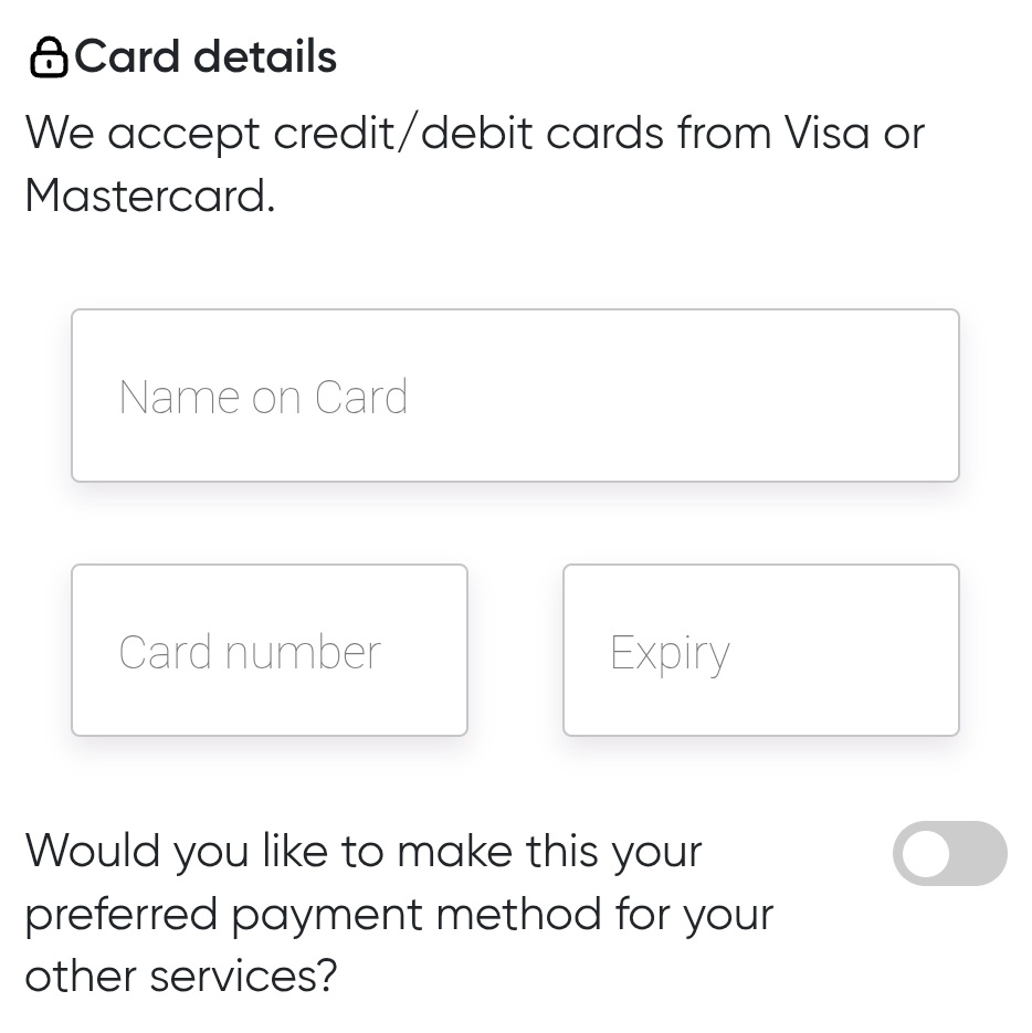 Card details screenshot