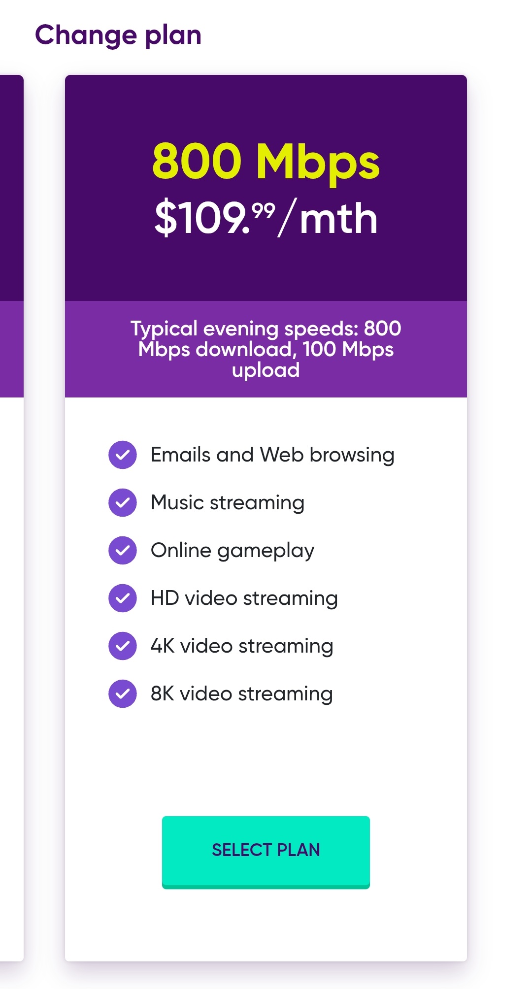List of available plans