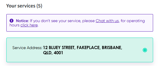 service address button