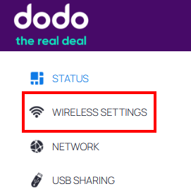 Image of Wireless settings option
