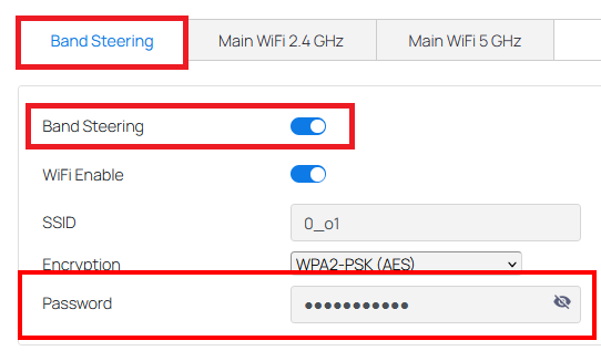 Image showing band steering password change
